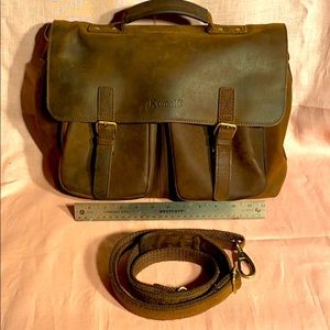 Komal C leather messenger bag, distressed brown.